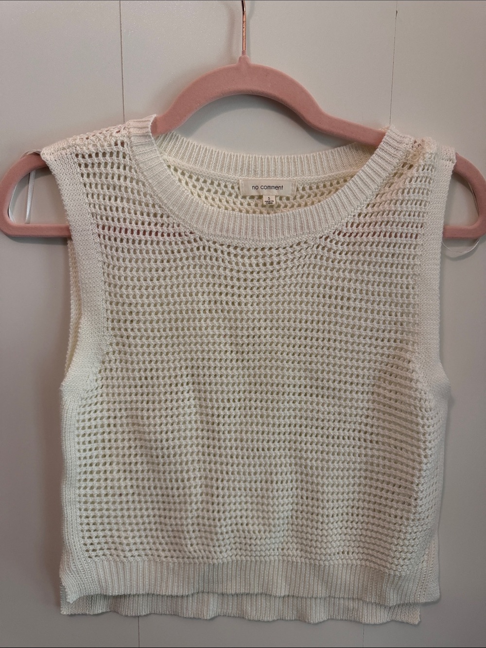 No Comment Ivory Open-Knit Sleeveless Tank